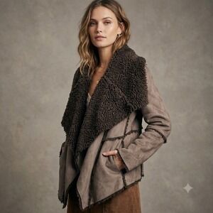 Y2K Penny Lane Indie Sleaze Faux Shearling Coat Medium Sisters Outerwear